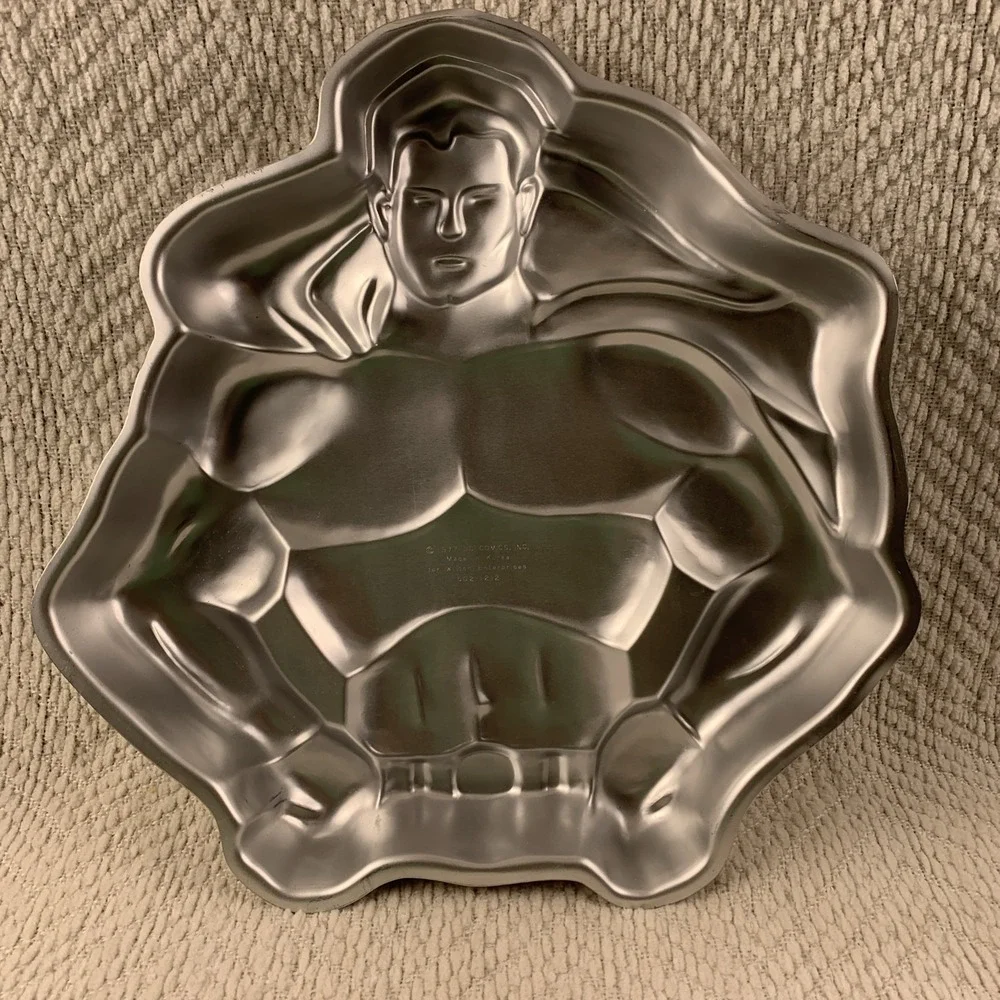 Vintage 1977 Wilton DC Comics Superman Super Hero Cake Pan Set‎ W/ Face Topper